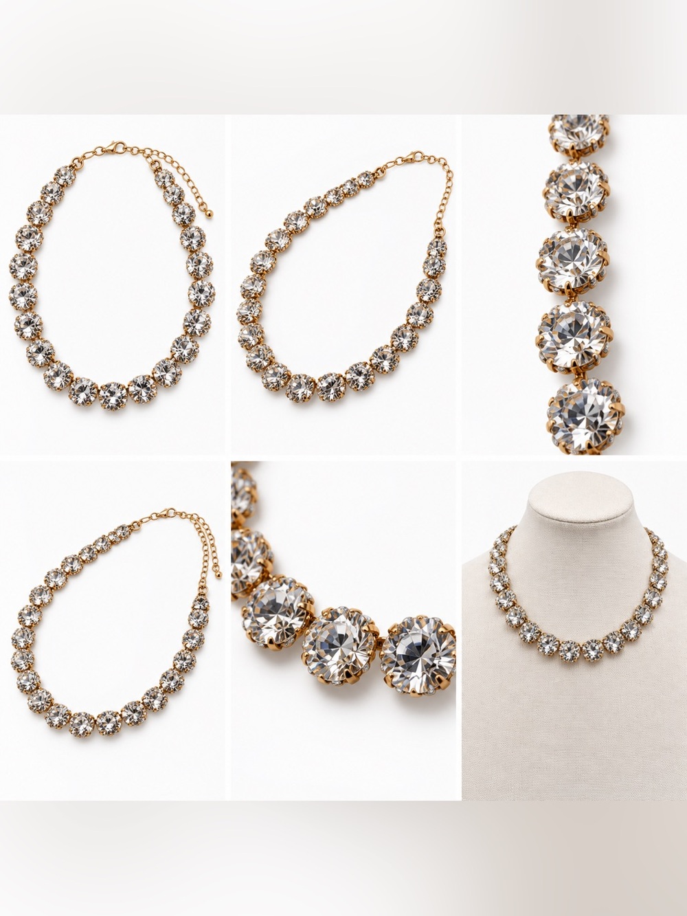 J. Crew Gold-Tone Clear Crystal Collar Necklace